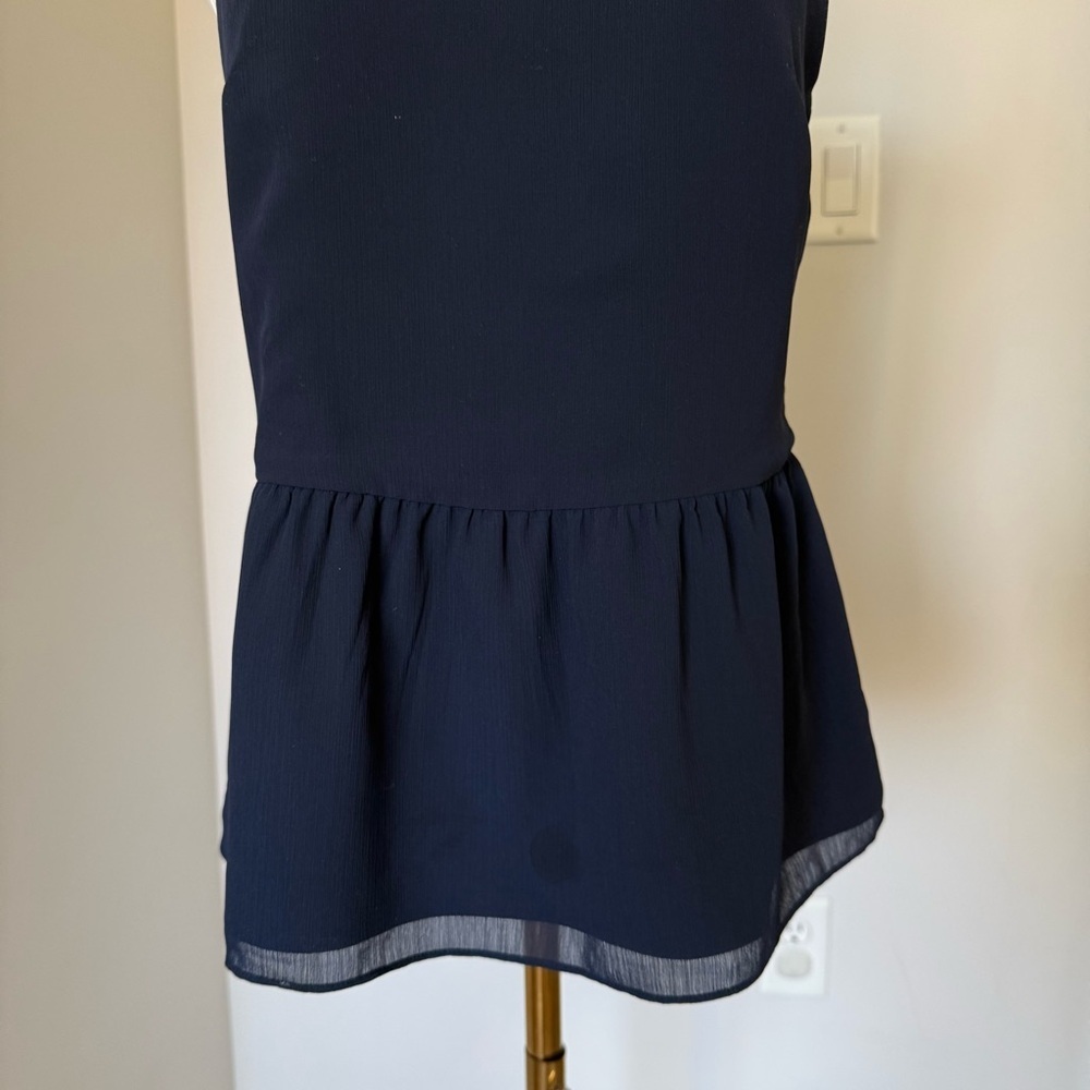 J. Crew Dark Blue Sleeveless Women’s Top with Embellished Collar XS - Picture 5 of 8